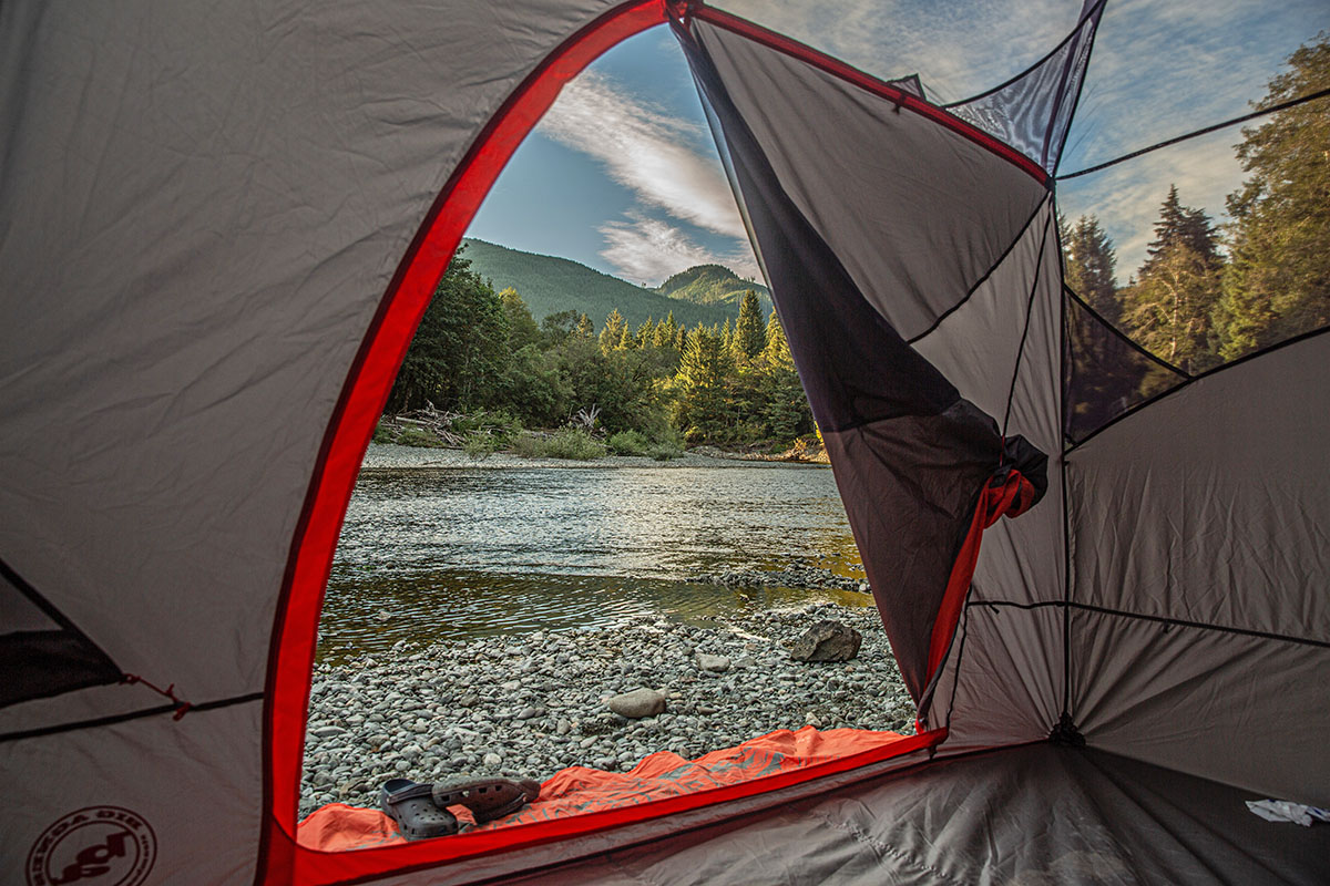 ​​Big Agnes Big House 6 camping tent (view through door)